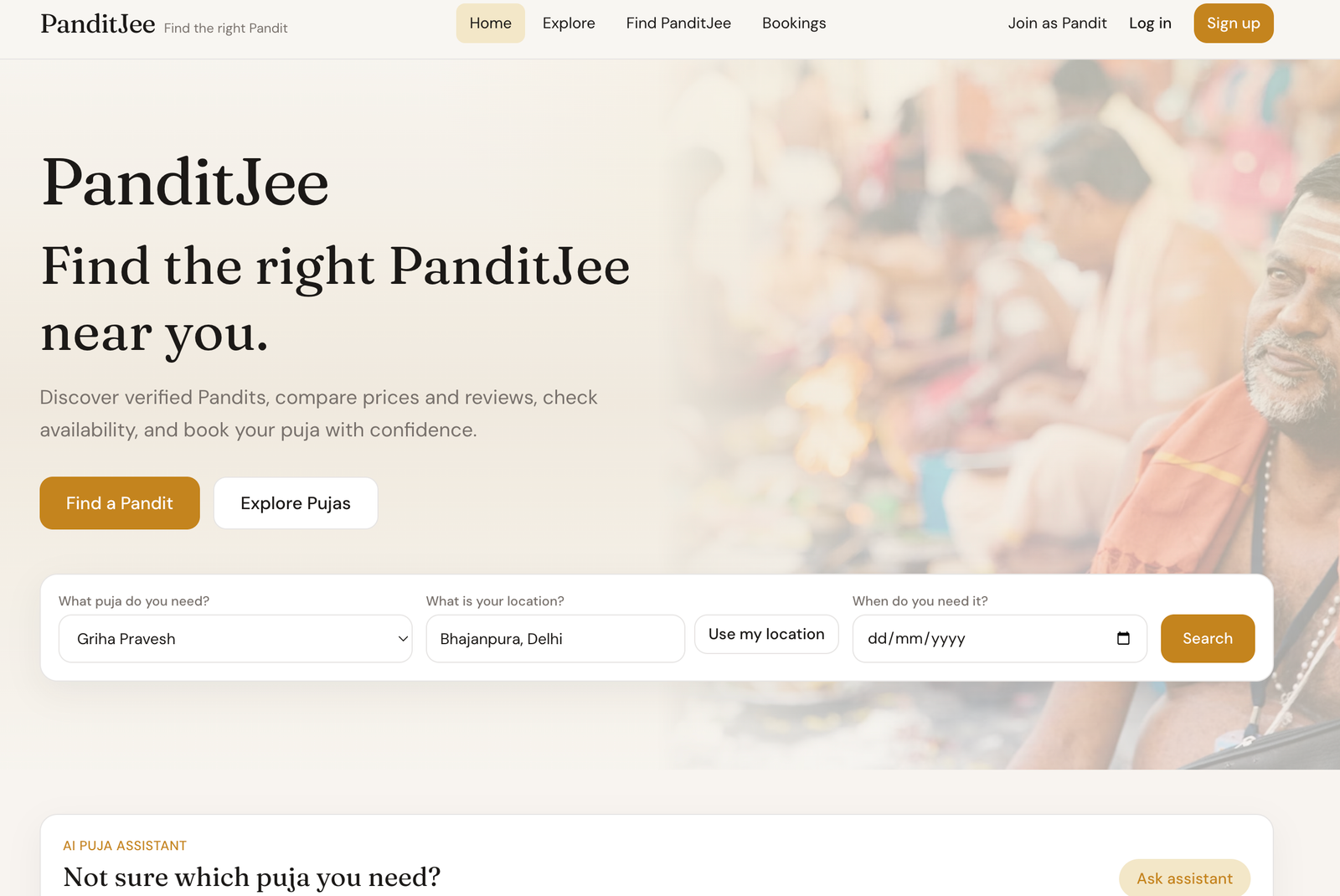 Online Panditjee Booking System